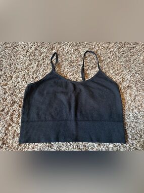Bozzolo Black Ribbed Cropped Tank Top Bra